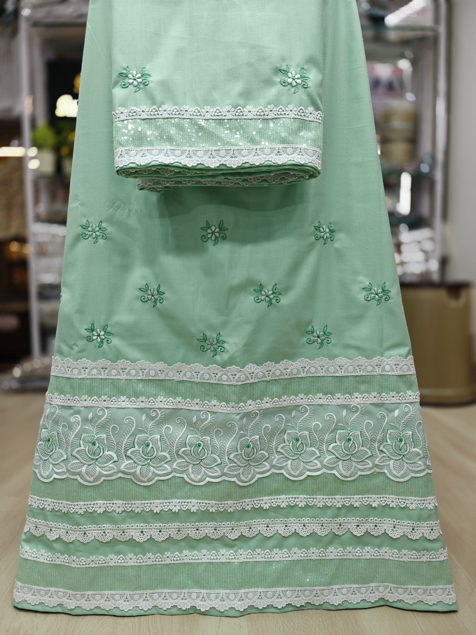  Light Green Embroidery Ghagra and Pardi Rida